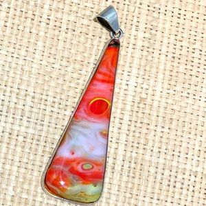 Big, Bold Murano Glass & Sterling Silver Pendant